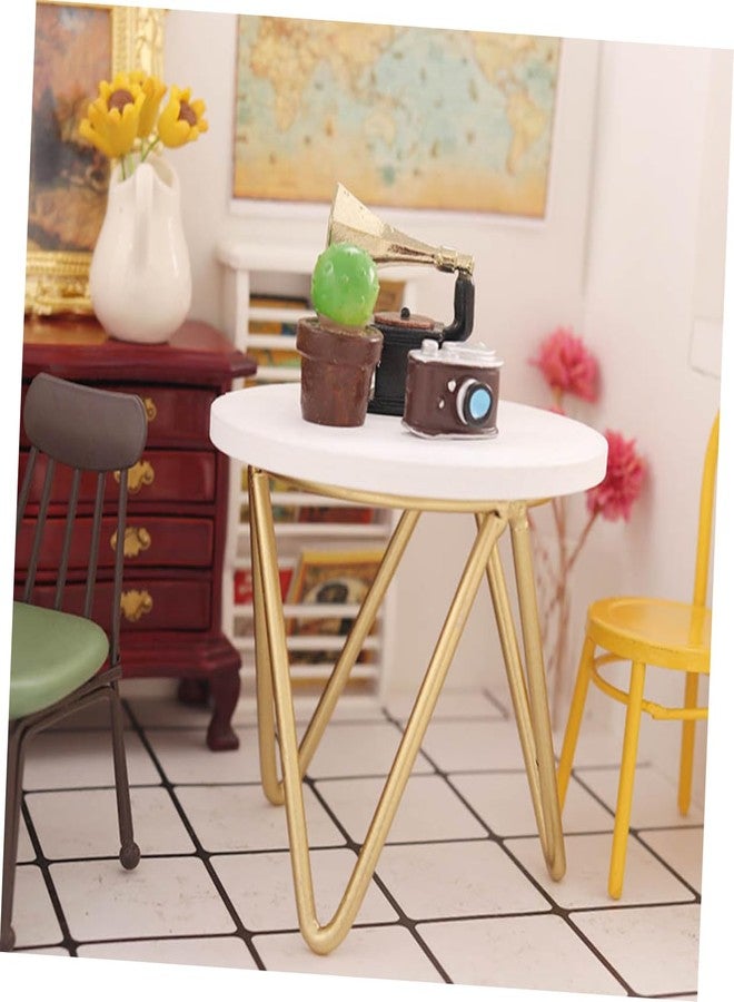 Toddmomy 5pcs Miniature Round Table Scale Dollhouse Decor Tiny House Nightstand Furniture Construction for Crafts and Mini House Decoration - Image 5